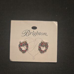 Brighton Holiday Silver Earrings with Red and Green Accents